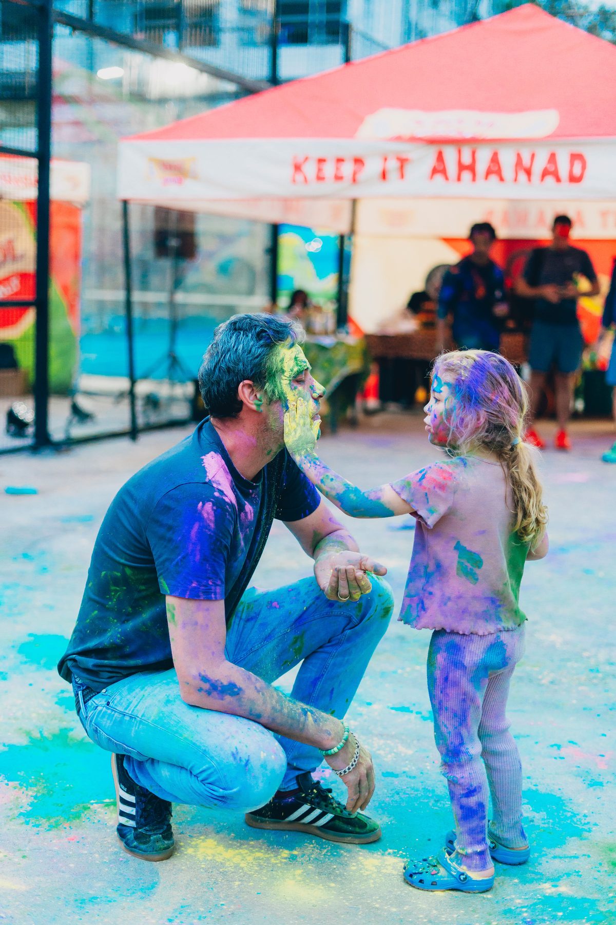 Father and daughter at Holi
